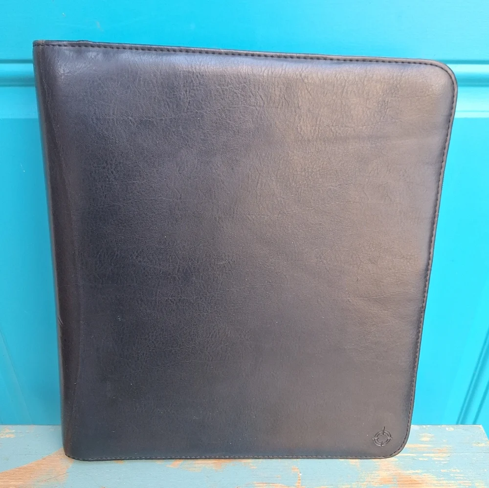 Leather Binder Daytimer Journal Day Planner Zipper Notebook Holder Folder Attach